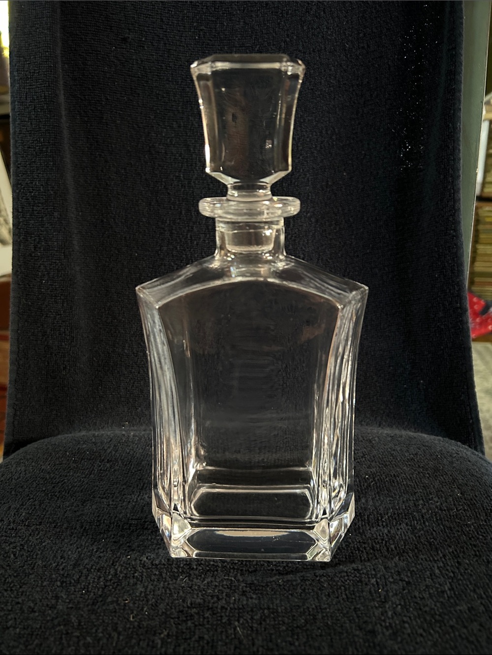 MCM Clear Glass Decanter with Faceted Glass Stopper